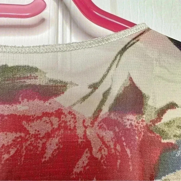 Kimono Sheer Floral  White / Red / Blue Size - Picture 16 of 16